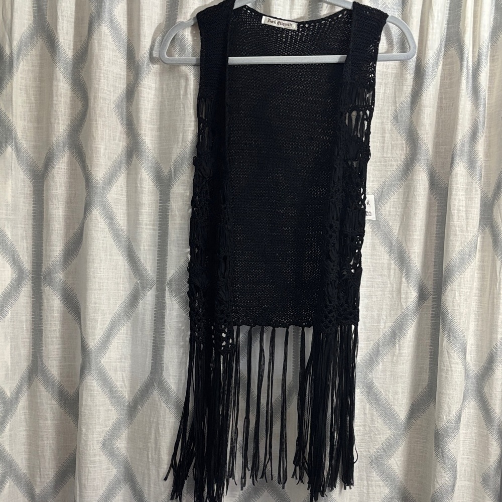Rock etiquette Black Fringe Knit Vest